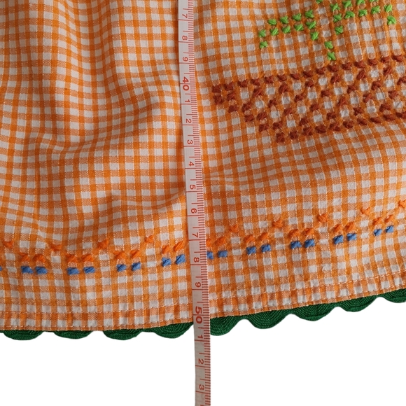 Vintage Handmade Gingham Orange Apron - Picture 4 of 9